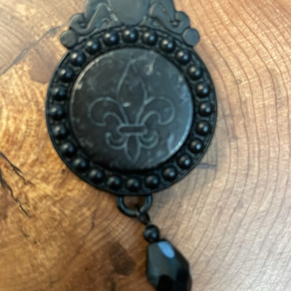 Brighton onyx Fluer De Lis pendant necklace - Picture 3 of 5